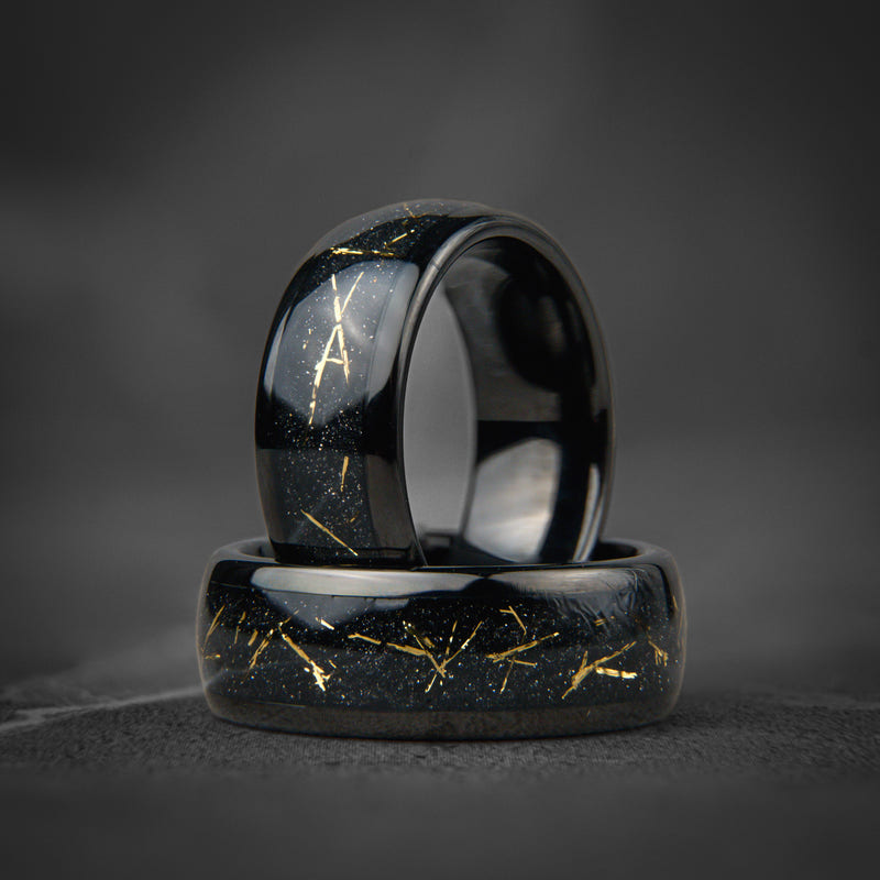 COSMOS - Bague en Tungstène Météorite Galaxie