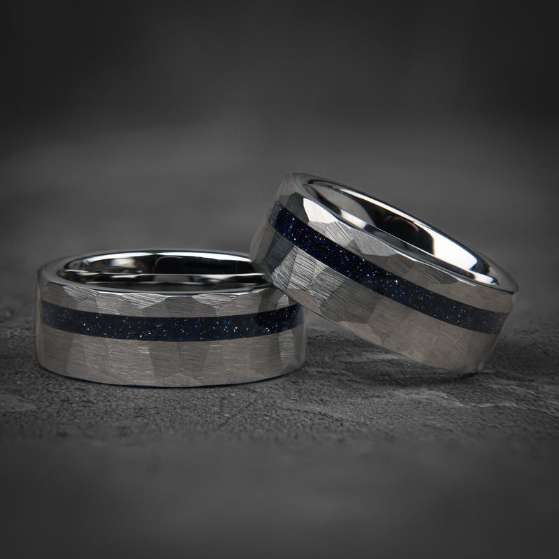 SAPPHIRE HORIZON - Anneau de mariage unique en saphir bleu foncé