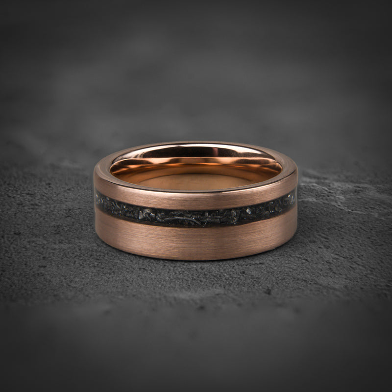 EMBERSTONE - Alliance de mariage en tungstène or rose brossé