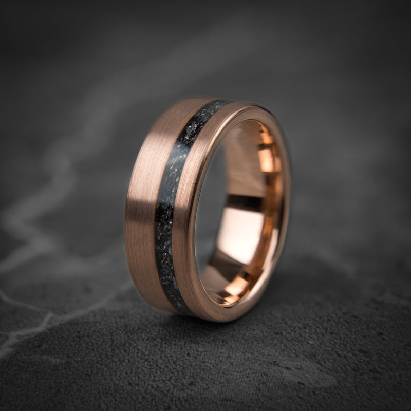 EMBERSTONE - Alliance de mariage en tungstène or rose brossé