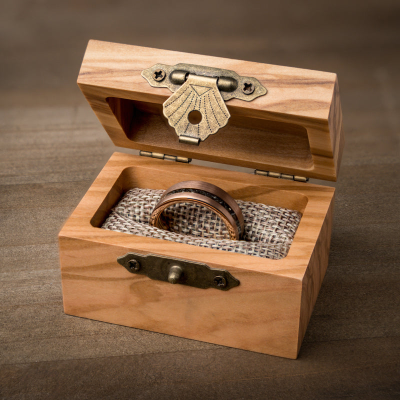 EMBERSTONE - Alliance de mariage en tungstène or rose brossé