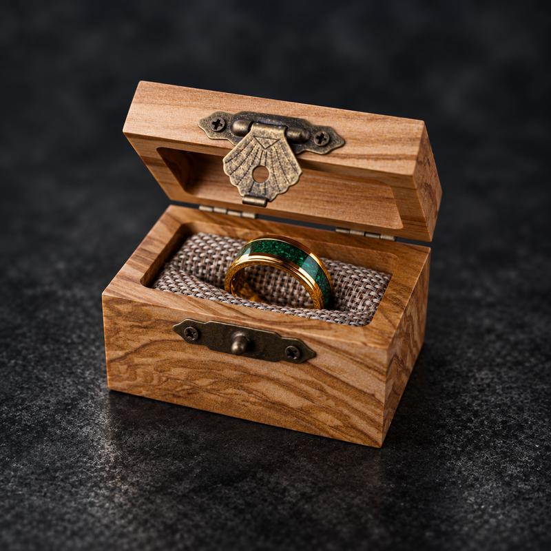 Jade Sovereign - 8mm Yellow Gold Tungsten & Green Jade Ring