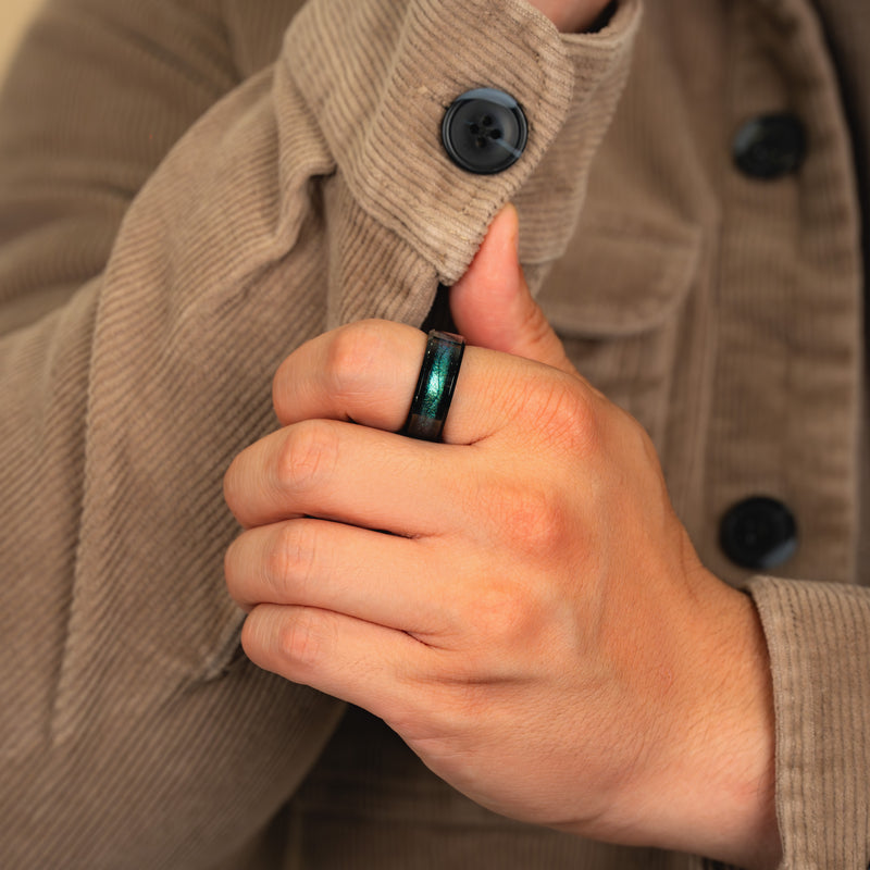 Océan Cosmique - Bague Unique en Tungstène