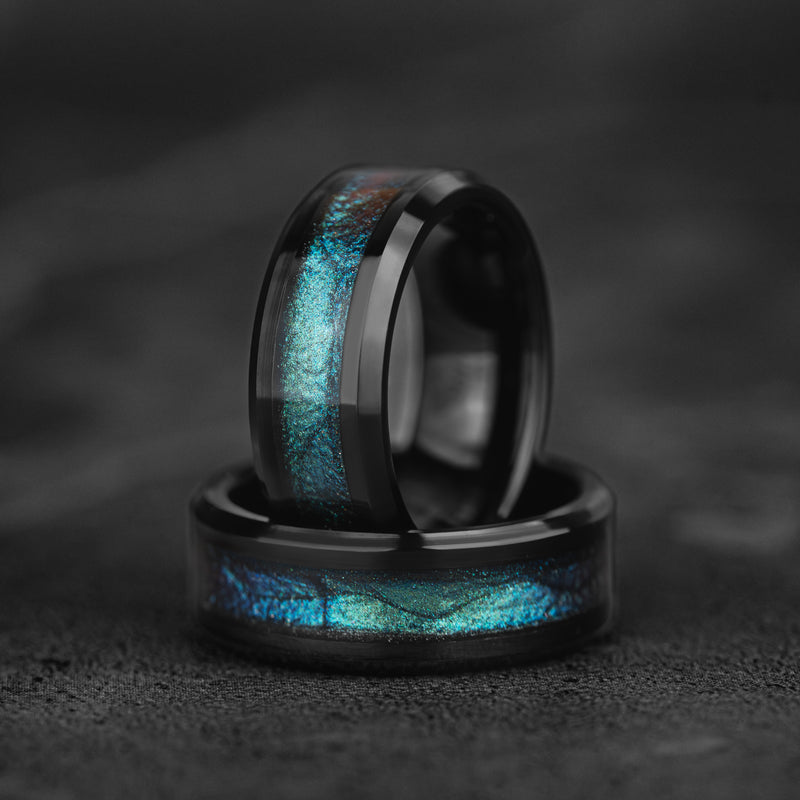 Océan Cosmique - Bague Unique en Tungstène