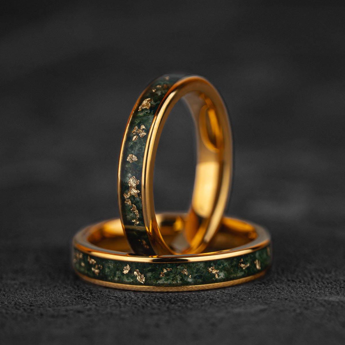 Smaragd Linea – Jade & Blattgold 4mm Ring