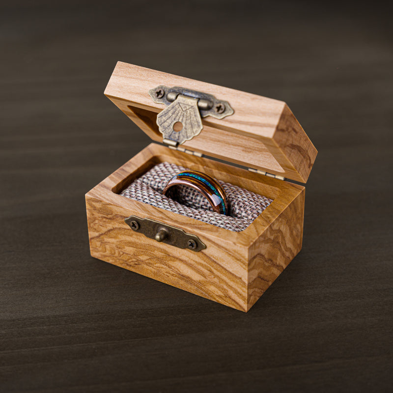 Opalleon - Bague de mariage pour homme en opale verte et bois de rose