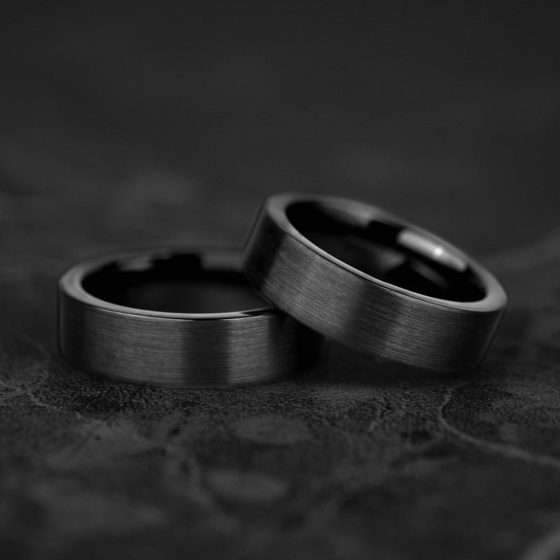 BLACKSMITH - Alliance de mariage en tungstène noir brossé