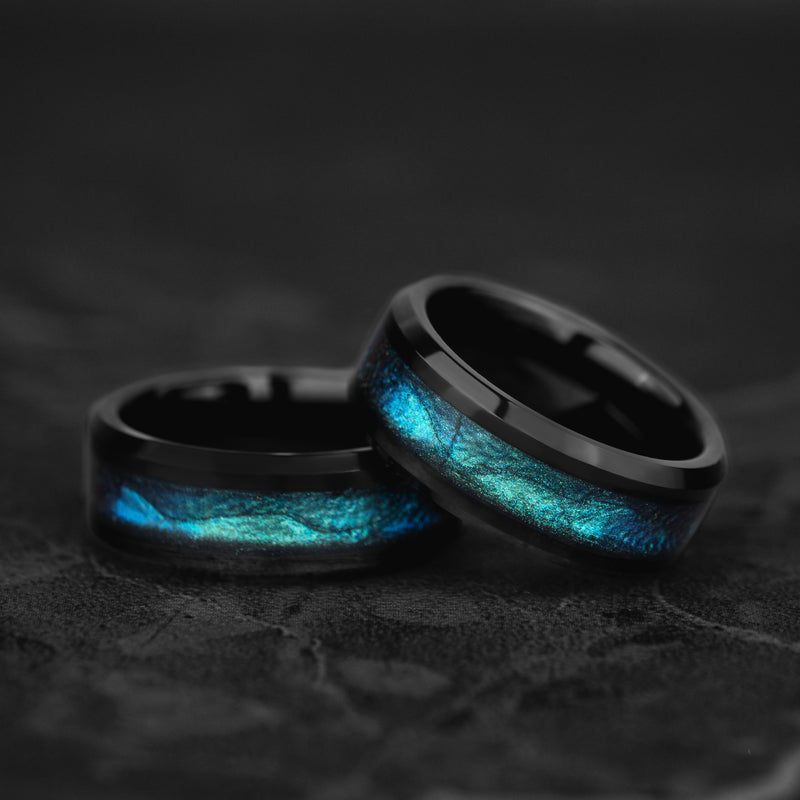 Océan Cosmique - Bague Unique en Tungstène