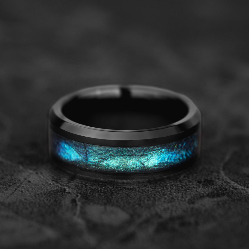 Océan Cosmique - Bague Unique en Tungstène