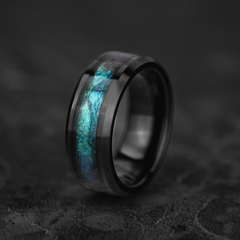 Océan Cosmique - Bague Unique en Tungstène