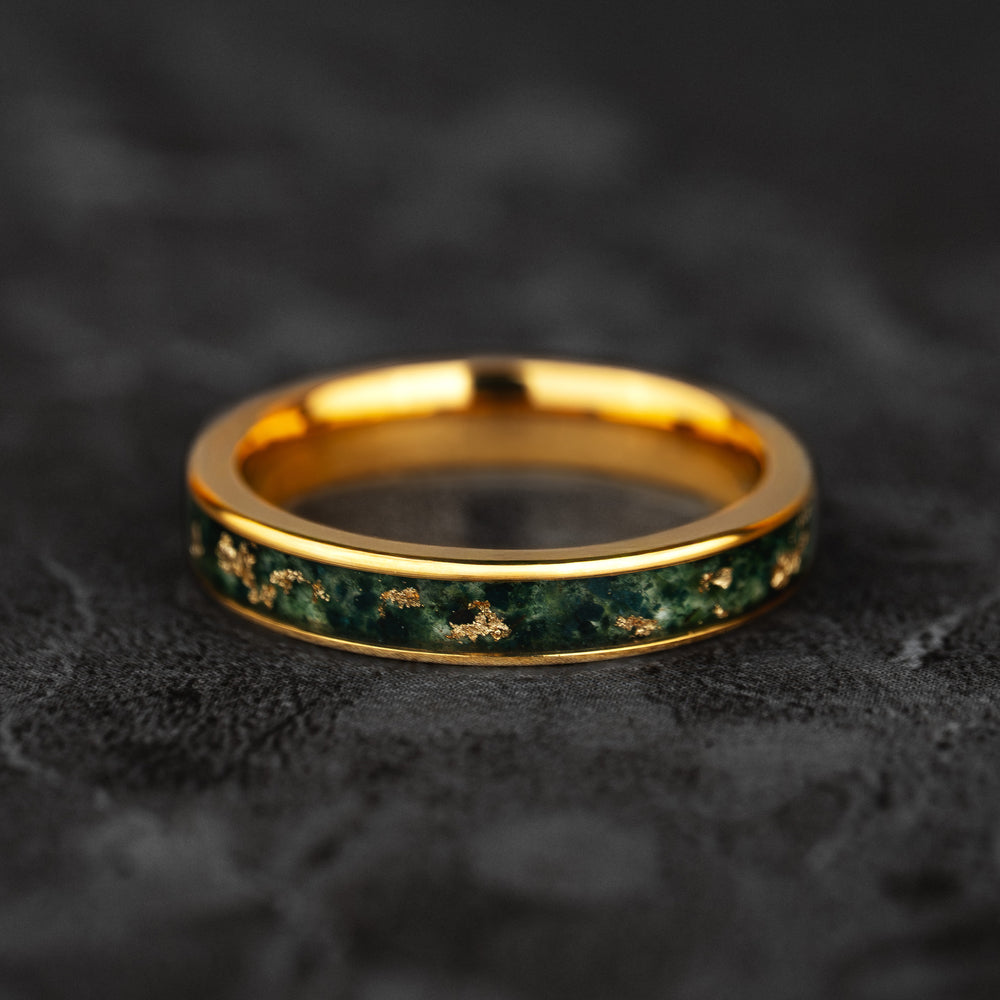Smaragd Linea – Jade & Blattgold 4mm Ring