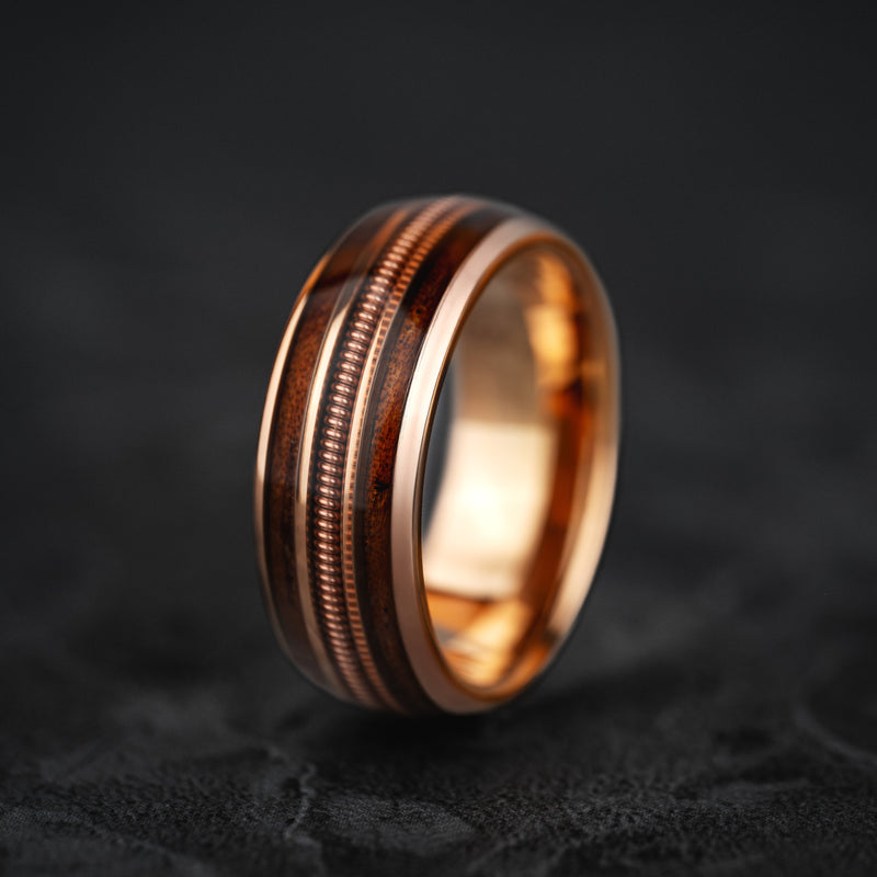 Sonata Forge - Bague en corde de guitare en tungstène rose doré clair
