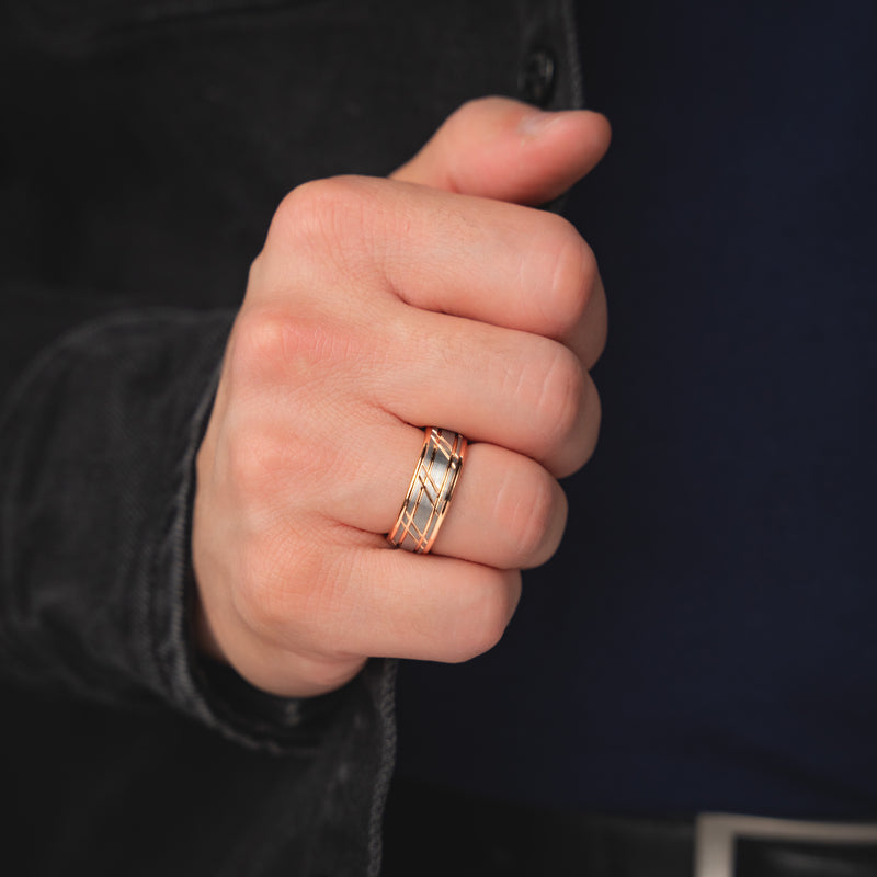 Apollo’s Vow - Hammered Rose Gold Wedding Ring