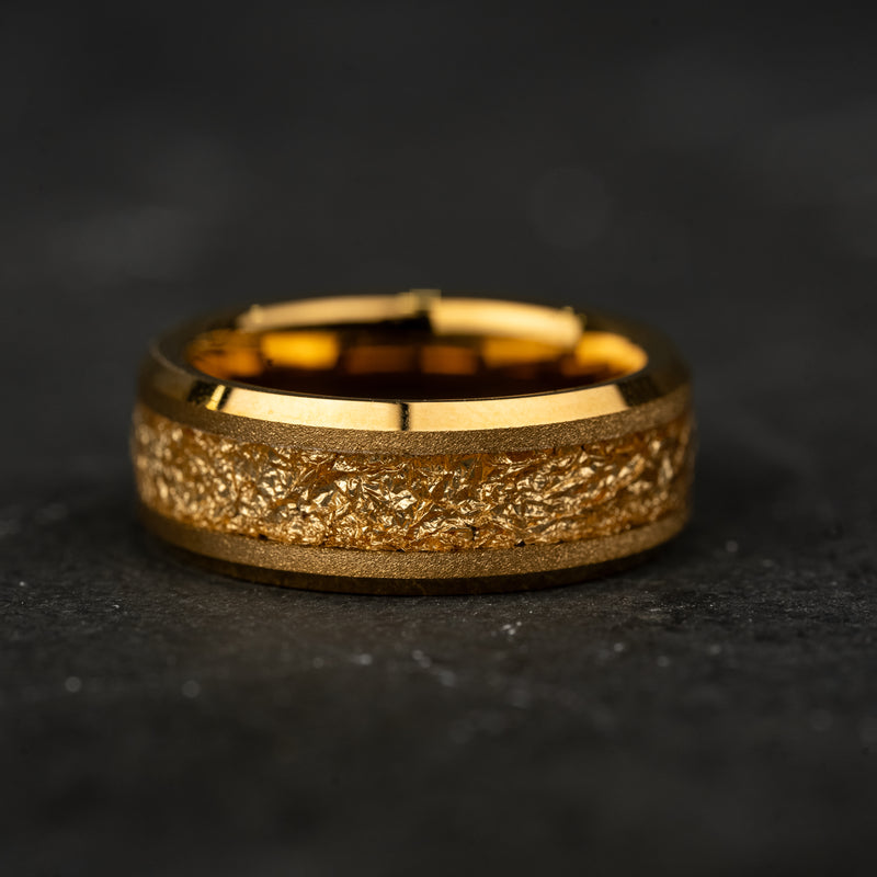 Soleil Doré - Yellow Tungsten Ring with Gold 18k Inlay