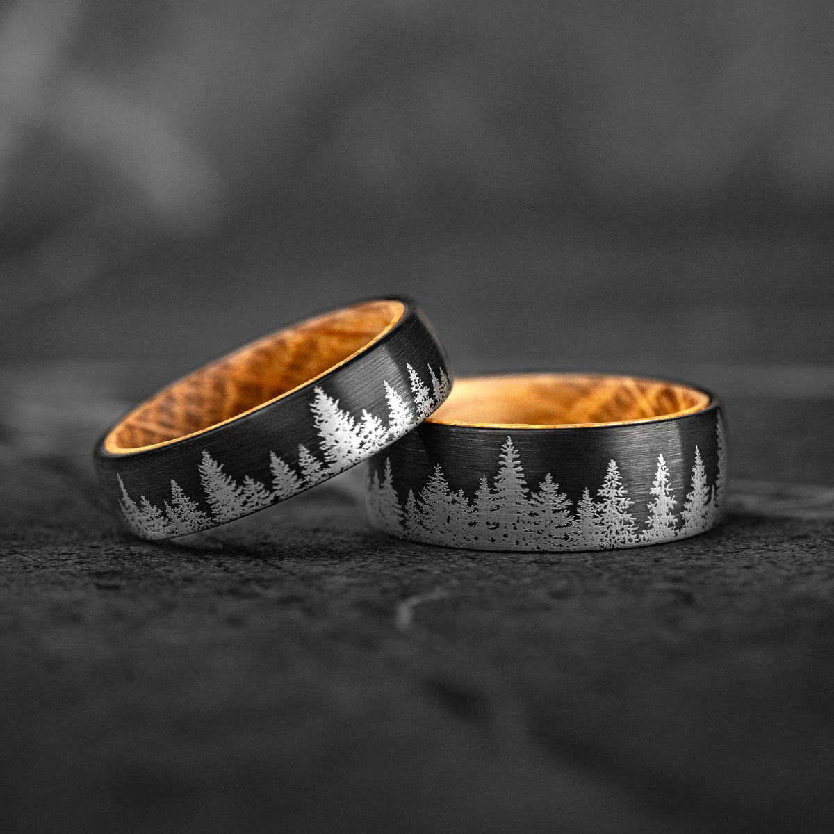 HIDDEN FOREST SET - Whiskeyfassholz Wolfram-Paarringe