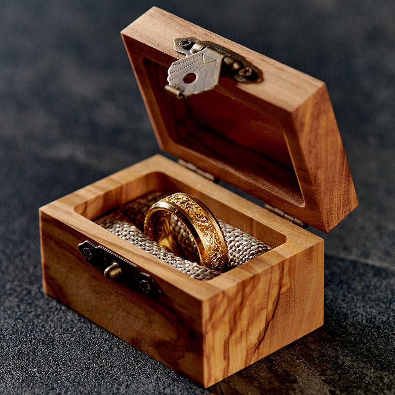 Soleil Doré - Yellow Tungsten Ring with Gold 18k Inlay