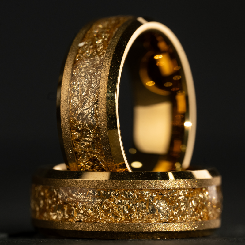Soleil Doré - Yellow Tungsten Ring with Gold 18k Inlay
