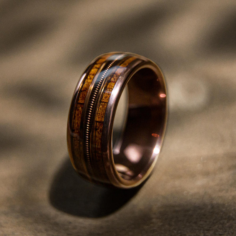 Guitar Heroes - Guitar String Whiskey Barrel Mens Wedding Ring