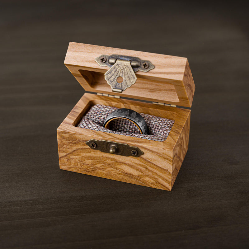Hidden Forest - Whiskey Barrel Wood Tungsten Ring