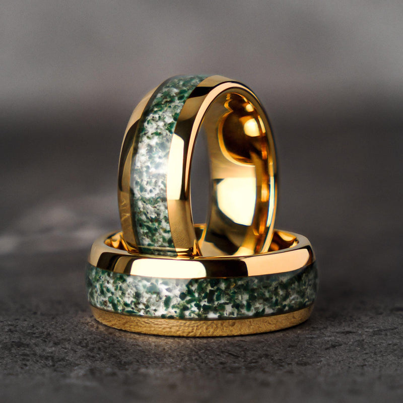 MOSS SKY - Alliance en carbure de tungstène et Agate Mousse Verte