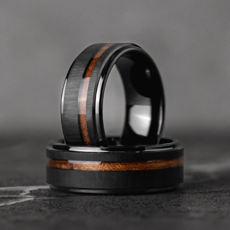 BURNT BARREL - Bague de mariage en bois de tungstène double fût de whisky
