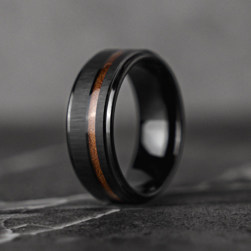 BURNT BARREL - Bague de mariage en bois de tungstène double fût de whisky