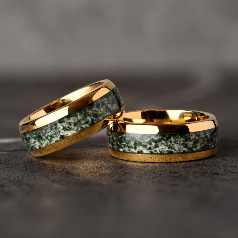 MOSS SKY - Alliance en carbure de tungstène et Agate Mousse Verte