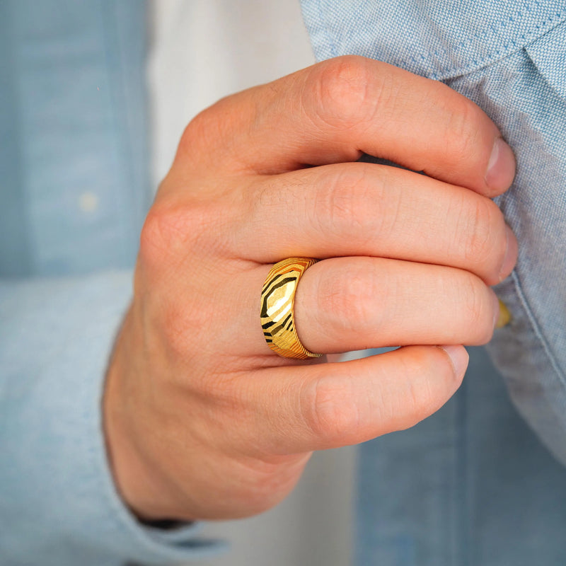 Molten Ridge - Damascus Steel Handmade Ring